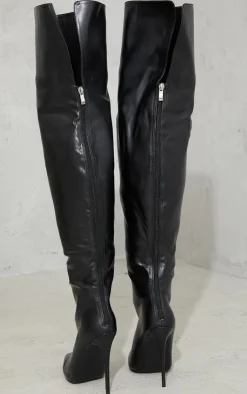PrettyLittleThing High Heels*Faux Leather Pointed High Heel Over The Knee Boots