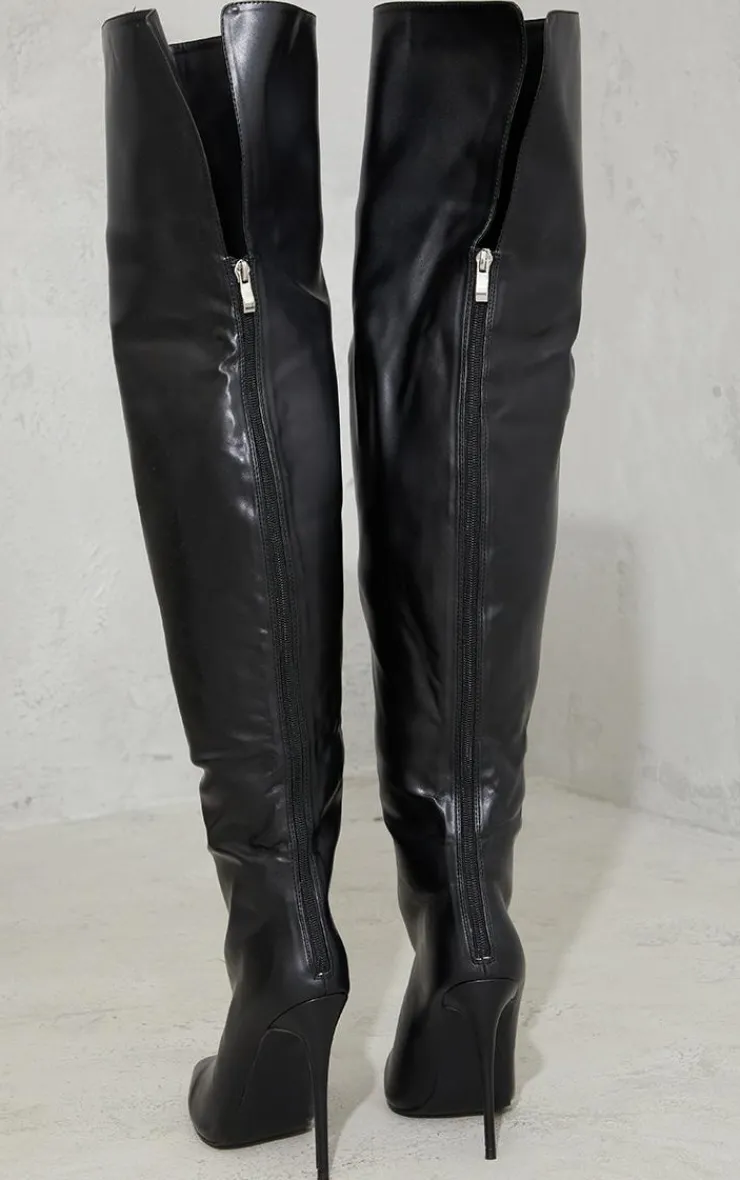 PrettyLittleThing High Heels*Faux Leather Pointed High Heel Over The Knee Boots