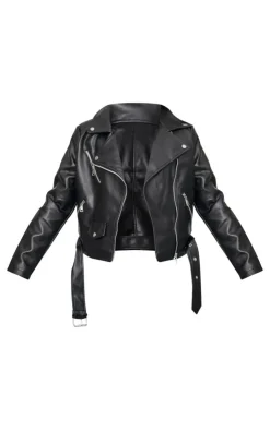 PrettyLittleThing Faux Leather Jackets*Faux Leather Regular Fit Belted Biker Jacket