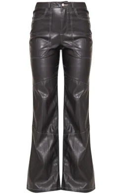 PrettyLittleThing Christmas Day Outfits*Faux Leather Seam Extreme Wide Leg Pants