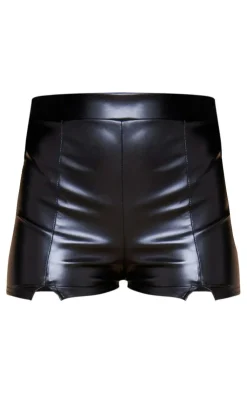 Faux Leather Split Hem Seam Front Shorts-PrettyLittleThing Best