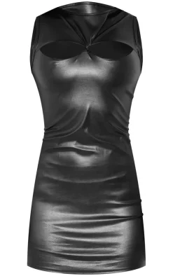 Faux Leather Twist Cut Out Bodycon Dress-PrettyLittleThing Hot