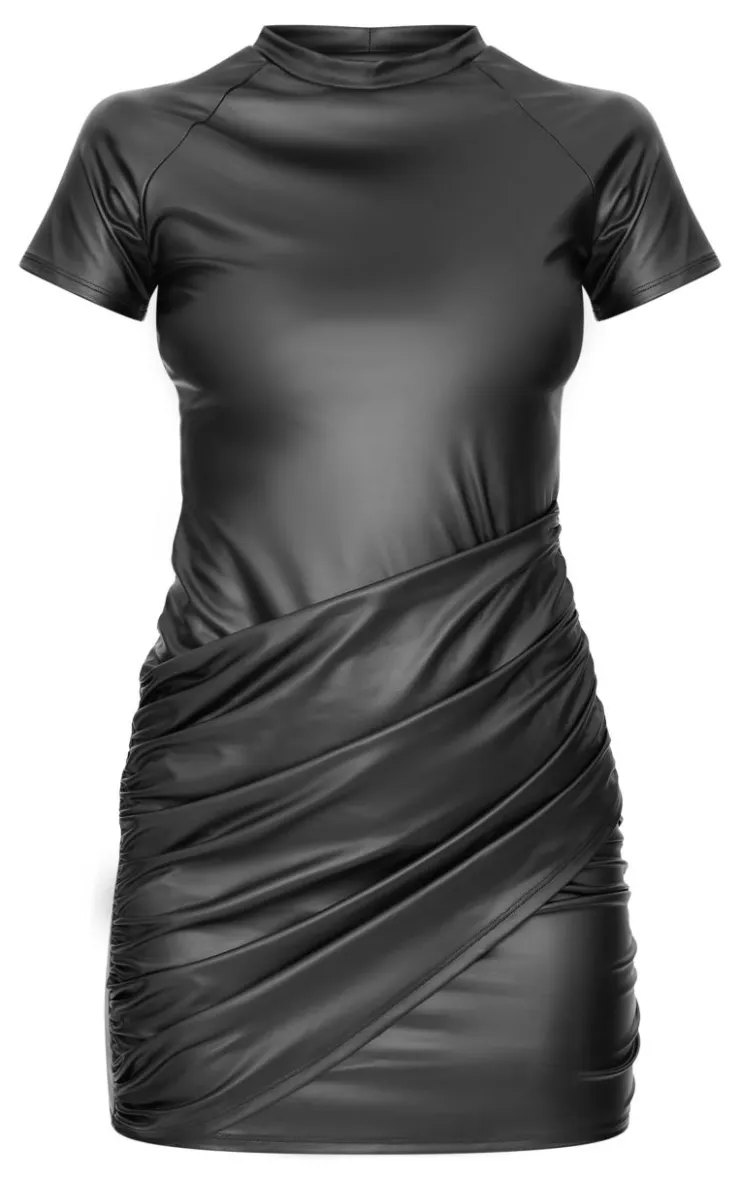 Faux Leather Wrap Over Skirt Mini Dress-PrettyLittleThing Sale