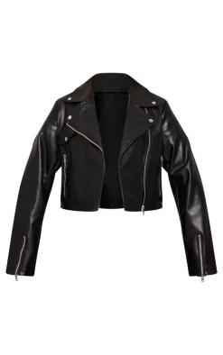 PrettyLittleThing Faux Leather Jackets*Faux Leather Zip Up Quilted Shoulder Biker Jacket