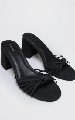 PrettyLittleThing Mules*Faux Nubuck Knotted Block Heeled Mule Sandals