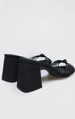 PrettyLittleThing Mules*Faux Nubuck Knotted Block Heeled Mule Sandals