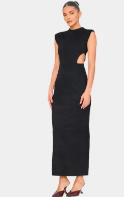 Faux Suede Cut Out Maxi Dress-PrettyLittleThing Sale