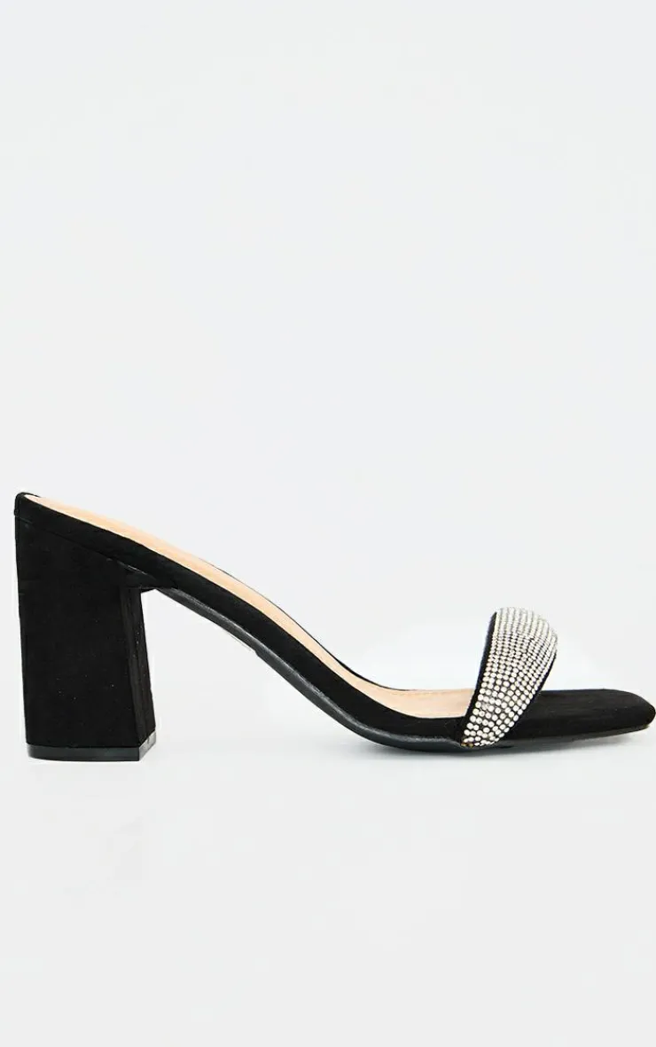 PrettyLittleThing Platform Sandals*Faux Suede Diamante Strap Lace Up Block Heeled Sandals