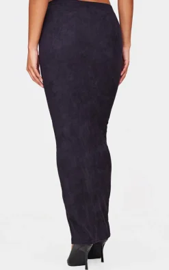 Online PrettyLittleThing Faux Suede Midaxi Skirt Black