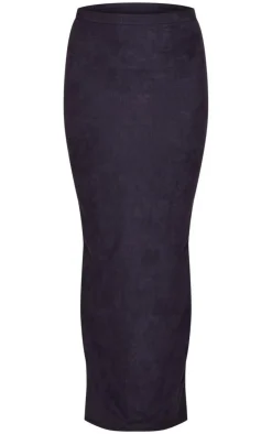 Online PrettyLittleThing Faux Suede Midaxi Skirt Black