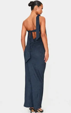 Faux Suede One Shoulder Cut Out Maxi Dress-PrettyLittleThing Clearance