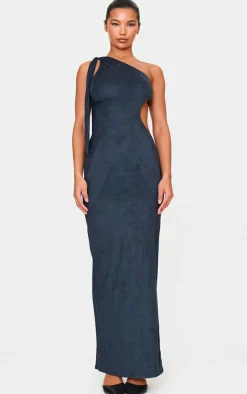 Faux Suede One Shoulder Cut Out Maxi Dress-PrettyLittleThing Clearance