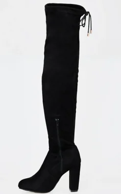 PrettyLittleThing Over The Knee Boots*Faux Suede Point Toe Over The Knee Block High Heeled Boots