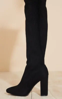 PrettyLittleThing Block Heels*Faux Suede Round Toe Block Heel Over The Knee Boots