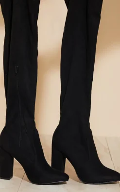 PrettyLittleThing Block Heels*Faux Suede Round Toe Block Heel Over The Knee Boots