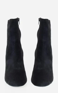 PrettyLittleThing Heeled Boots*Faux Suede Round Toe Heeled Ankle Sock Boots