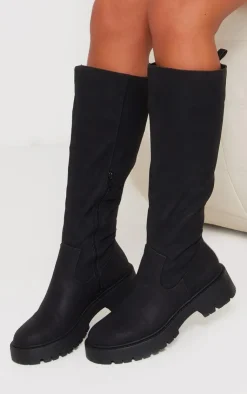 PrettyLittleThing Platforms*Faux Suede Round Toe Chunky Platform Knee High Boots