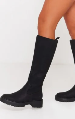 PrettyLittleThing Platforms*Faux Suede Round Toe Chunky Platform Knee High Boots
