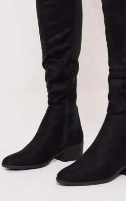 PrettyLittleThing High Heels*Faux Suede Round Toe Block Heeled Knee High Boots