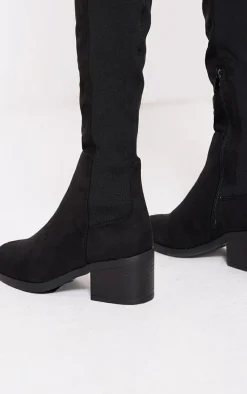 PrettyLittleThing High Heels*Faux Suede Round Toe Block Heeled Knee High Boots