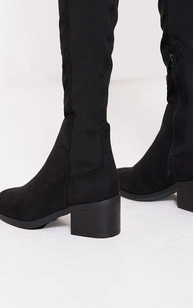 PrettyLittleThing High Heels*Faux Suede Round Toe Block Heeled Knee High Boots