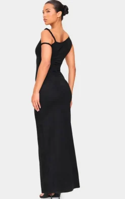 Faux Suede Twist Shoulder Maxi Dress-PrettyLittleThing Discount