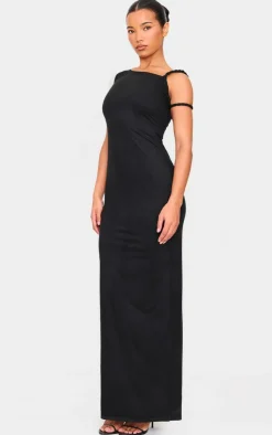 Faux Suede Twist Shoulder Maxi Dress-PrettyLittleThing Discount