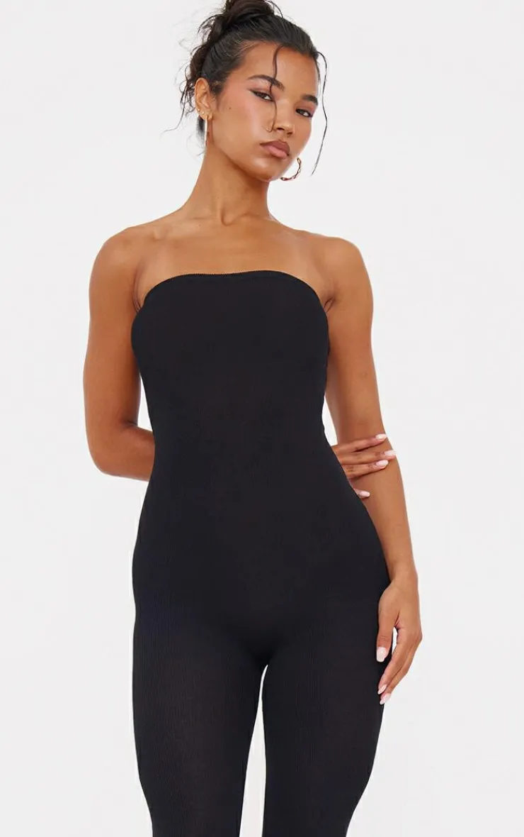 Fine Knit Bandeau Jumpsuit-PrettyLittleThing