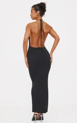 Fine Knit Halterneck Maxi Dress-PrettyLittleThing Outlet