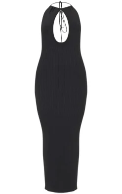 Fine Knit Halterneck Maxi Dress-PrettyLittleThing Outlet