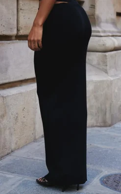 Best PrettyLittleThing Fine Knit Maxi Skirt Black