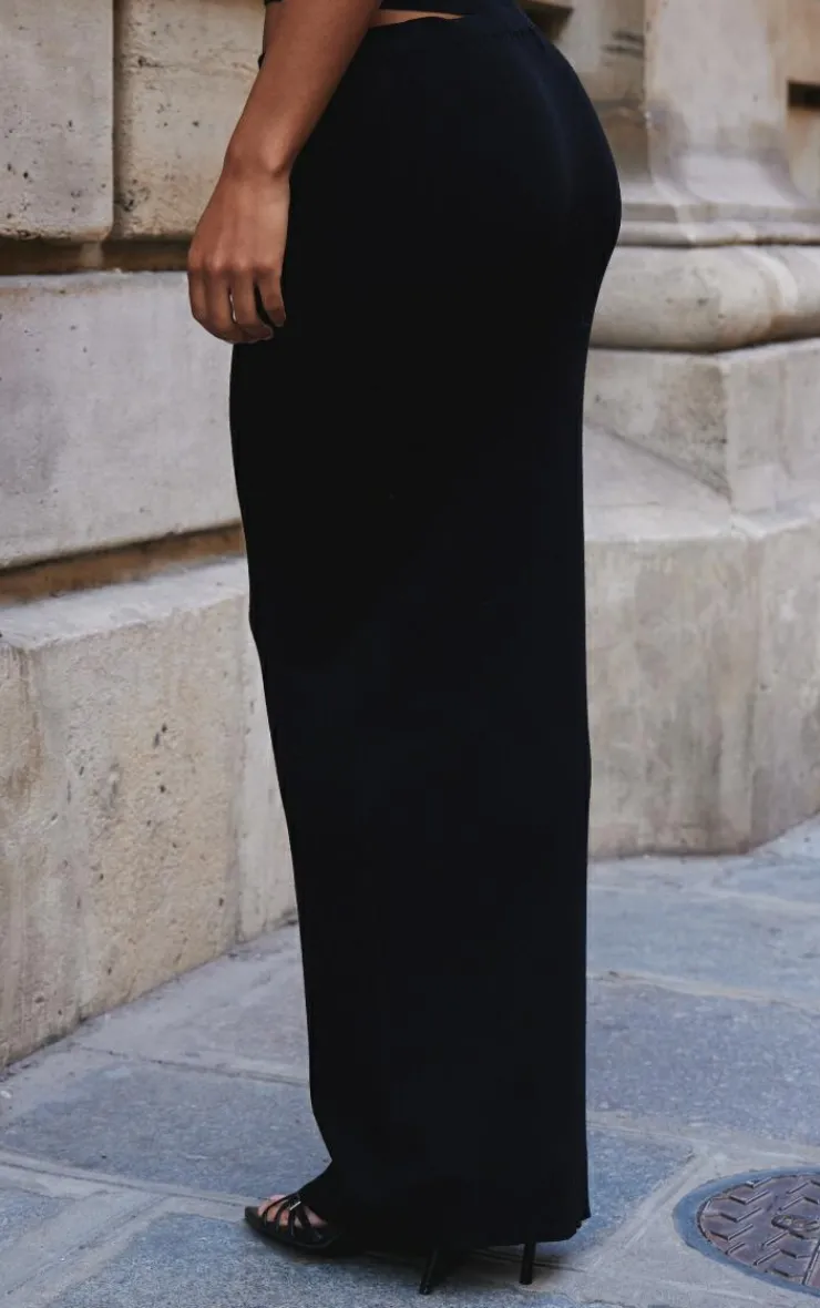 Best PrettyLittleThing Fine Knit Maxi Skirt Black