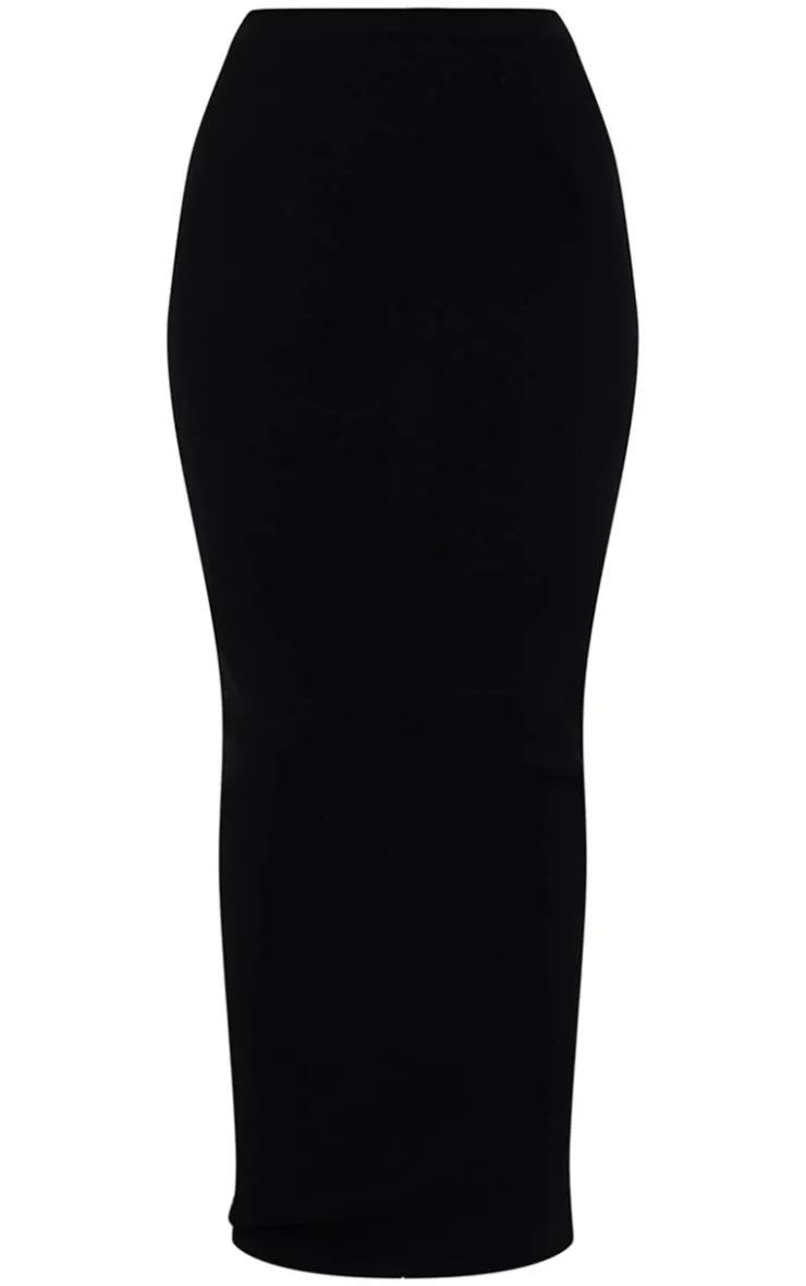 Best PrettyLittleThing Fine Knit Maxi Skirt Black