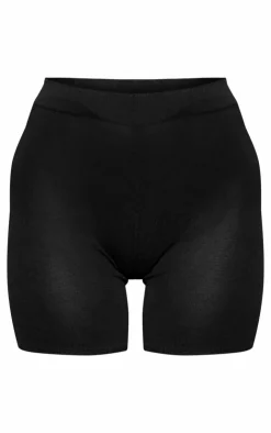 Outlet PrettyLittleThing Fine Knit Mini Hot Pants Black