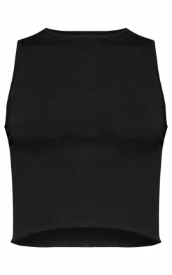PrettyLittleThing Knitted Tops*Fine Knit Racer Neck Crop Top