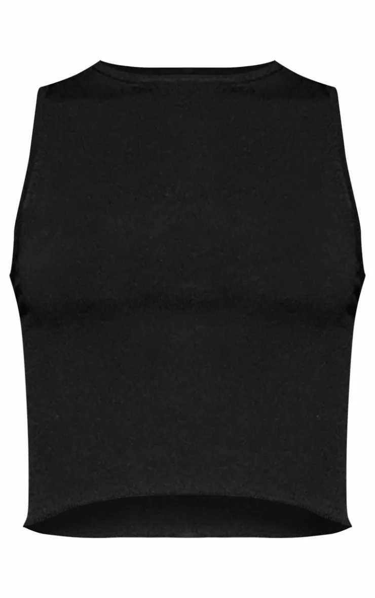 PrettyLittleThing Knitted Tops*Fine Knit Racer Neck Crop Top