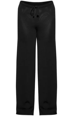 Outlet PrettyLittleThing Fine Knit Wide Leg Drawstring Pants Black