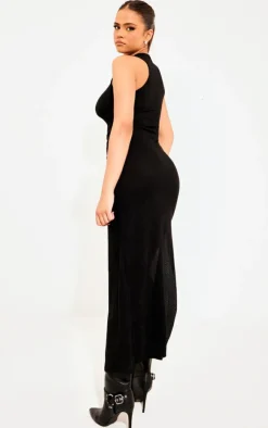 Fine Rib Racer Neck Maxi Dress-PrettyLittleThing Best