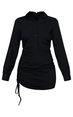 Fitted Ruched Side Shirt Dress-PrettyLittleThing Outlet
