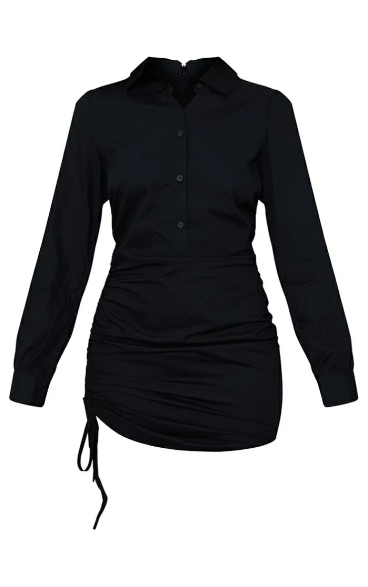 Fitted Ruched Side Shirt Dress-PrettyLittleThing Outlet