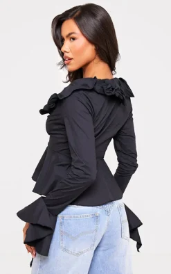 Flare Sleeve Ruffle Bust Shirt-PrettyLittleThing Best