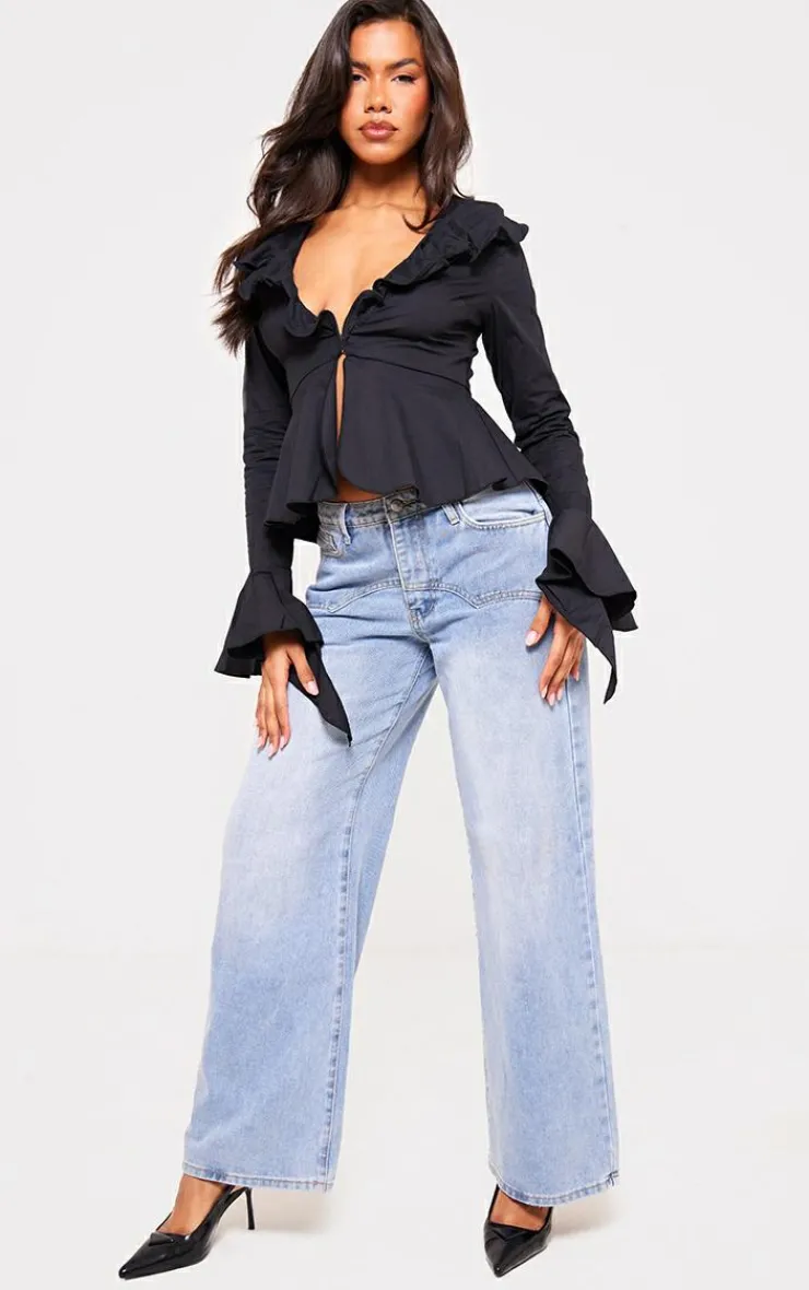 Flare Sleeve Ruffle Bust Shirt-PrettyLittleThing Best