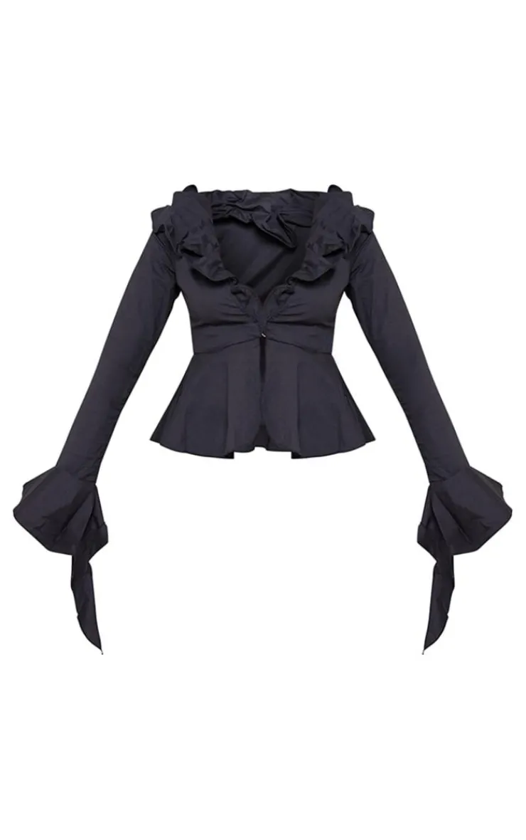 Flare Sleeve Ruffle Bust Shirt-PrettyLittleThing Best