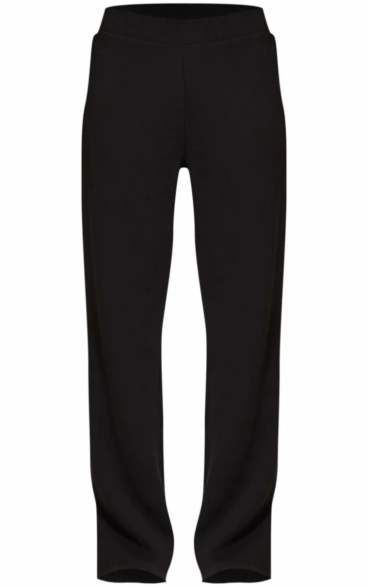 Best PrettyLittleThing Flared Split Hem Sweatpants Black