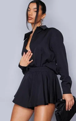 Sale PrettyLittleThing Floaty Shorts Black