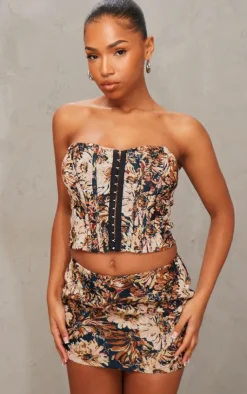 PrettyLittleThing Floral Jacquard Micro Mini Skirt Black