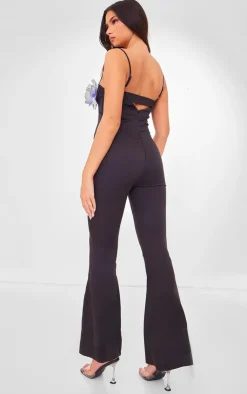 Flower Applique Woven Jumpsuit-PrettyLittleThing Online