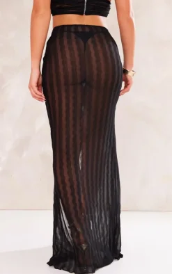 PrettyLittleThing Flower Detail Maxi Skirt Black