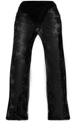 Flower Sequin Sheer Pants-PrettyLittleThing Outlet