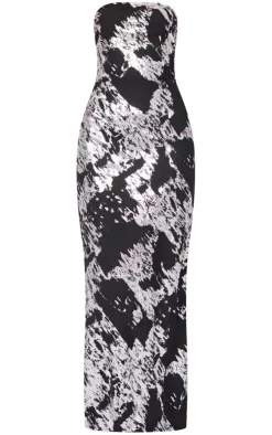 Foil Print Bandeau Maxi Dress-PrettyLittleThing Discount
